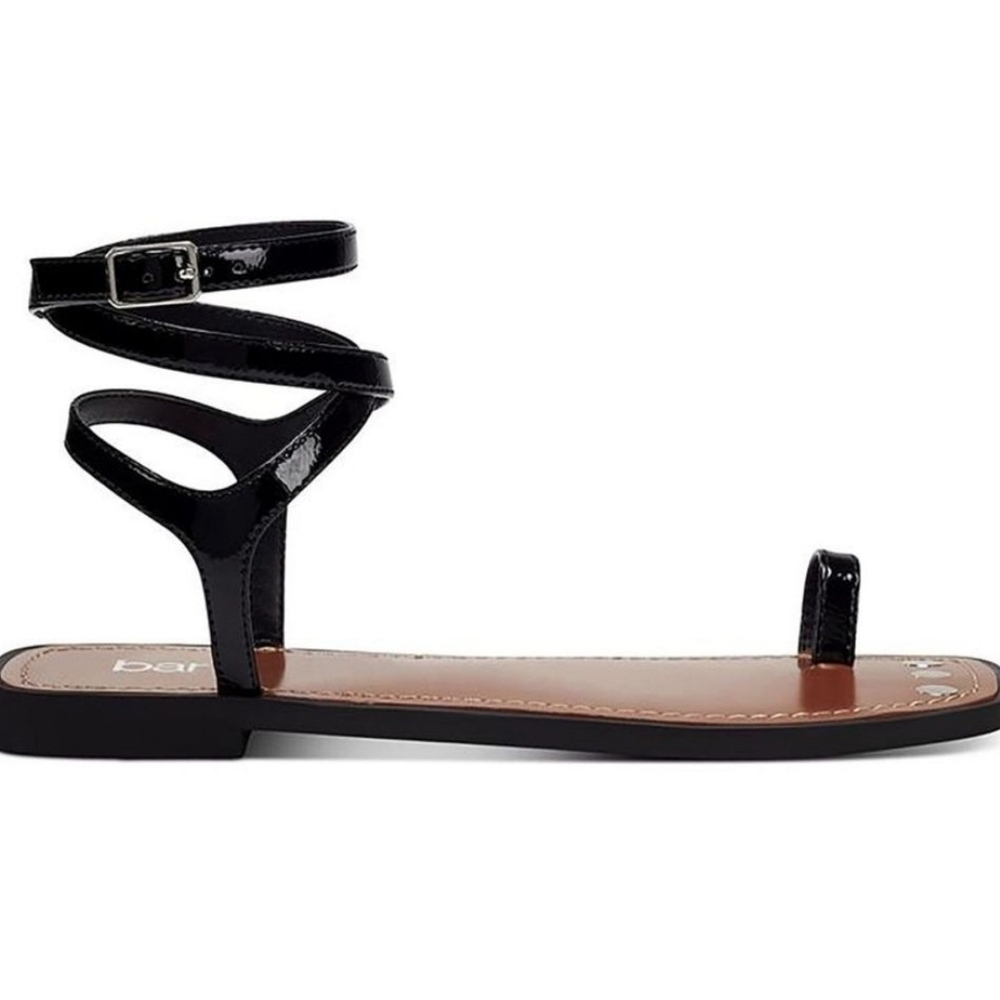 Bar III Womens Ryanne Black Patent Toe Loop Dress Strappy Sandals Shoes NWT - Picture 5 of 10